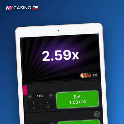 Dva sázkové panely Aviator s různými Cash Out body pro dual bet strategii v NV Casino