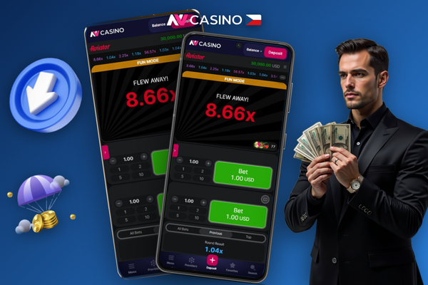 Herní rozhraní Aviator v NV Casino s rostoucím grafem a tlačítkem Cash Out