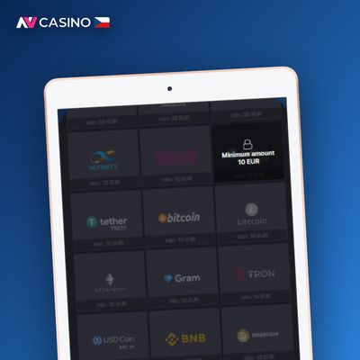 Bankovní převod pro vyšší výběry výher z NV Casino bez poplatků