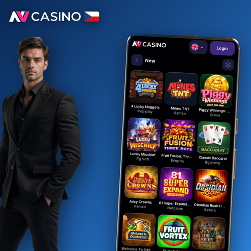 NV Casino app v ruce – lobby s ruletou a sloty na displeji telefonu